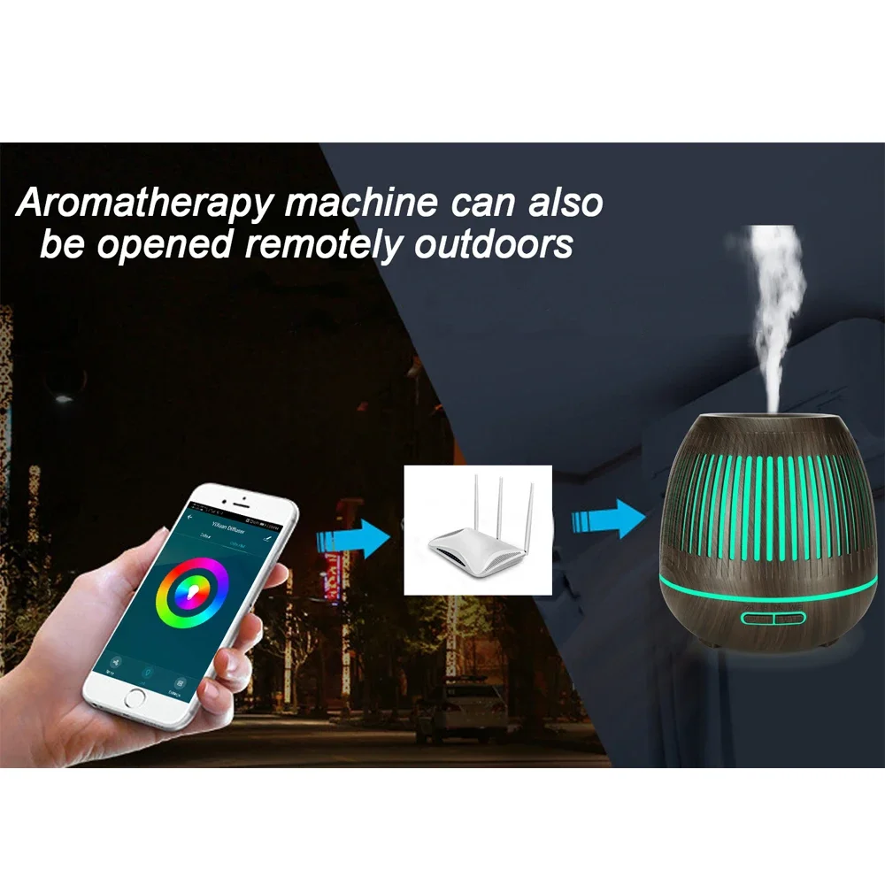 TUYA Smart 400 ML Aroma Essentiële Olie Diffuser Aromatherapie Ultrasone Luchtbevochtiger Automatisch Humidificador 7 Kleur LED