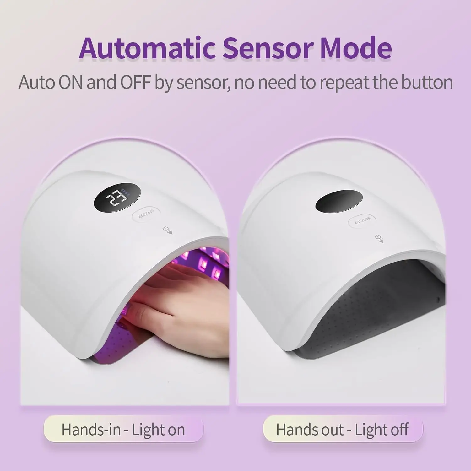 コードレスUV LEDネイルランプ 48W、24LED充電式ジェルネイルライト、スマートセンサー＆LCDディスプレイ付き