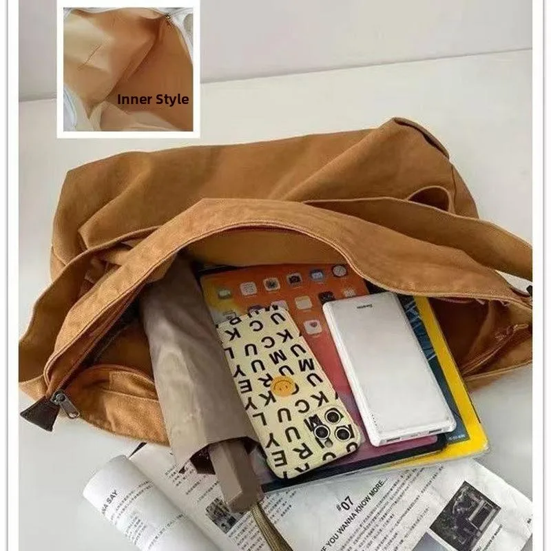 New 2026 Summer Men's Thickened Canvas Crossbody Bag Durable Vintage Tool Bag Korean Style Double Shoulder Bag Magnetic Buckle