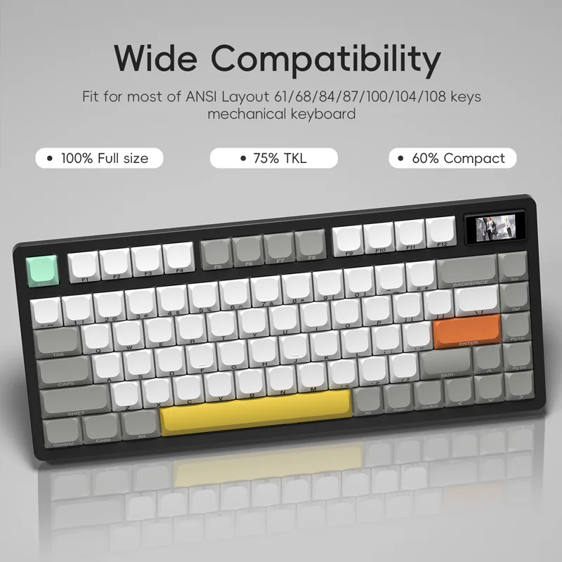 131 Tombol Keycap Tata Letak Sakelar Rendah Keycap Terukir Samping Sakelar MX Sublimasi Termal Lima Sisi untuk Keycap Profil Rendah Keyboard