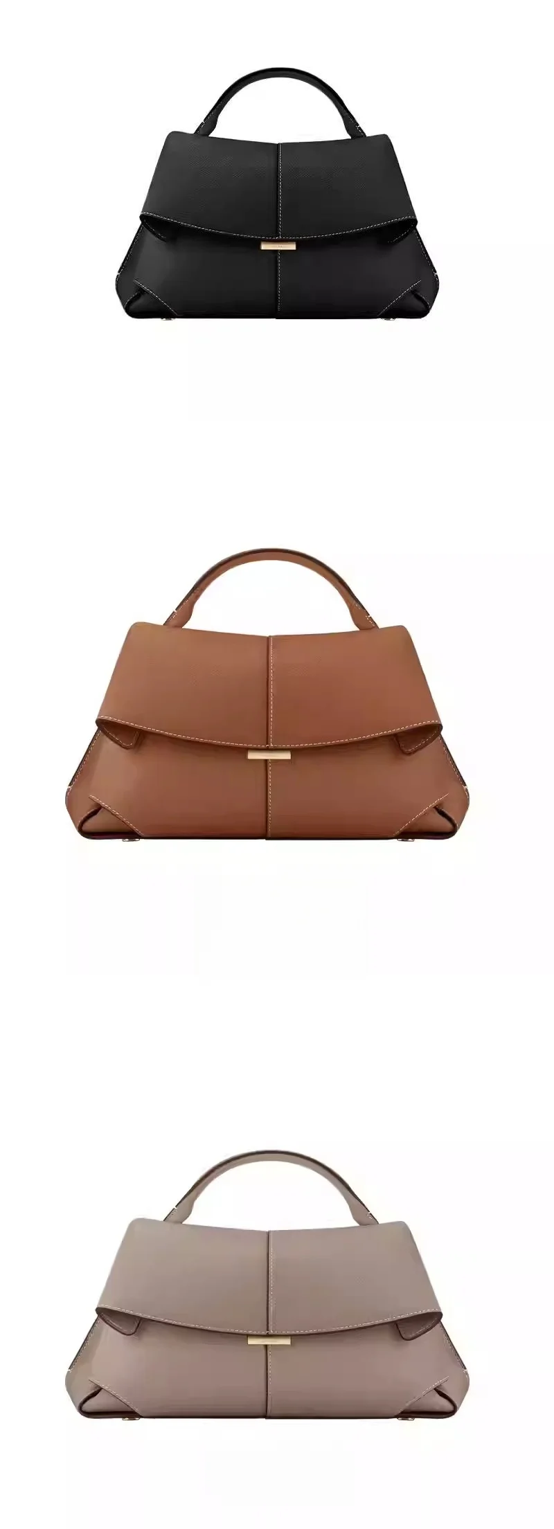 Empress Clutch Double-Layer Leather Tote Shoulder Bag Large Capacity Commuter Crossbody Bag Soft