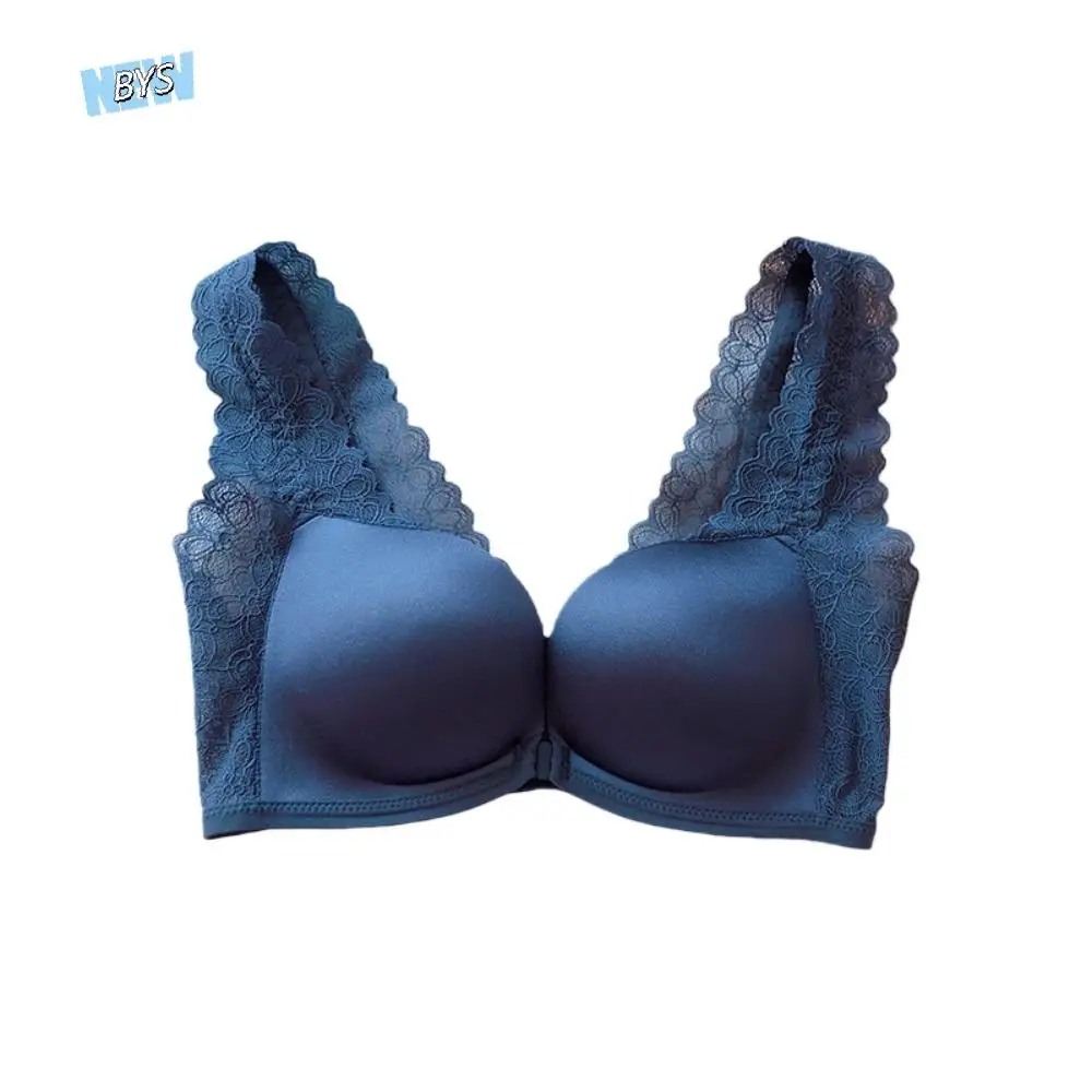 

Lace Lace Front Buckle Bra Beauty Back Bra without Steel Ring Wireless Deep V Bra Gather Seamless Lingerie Brassiere for Women