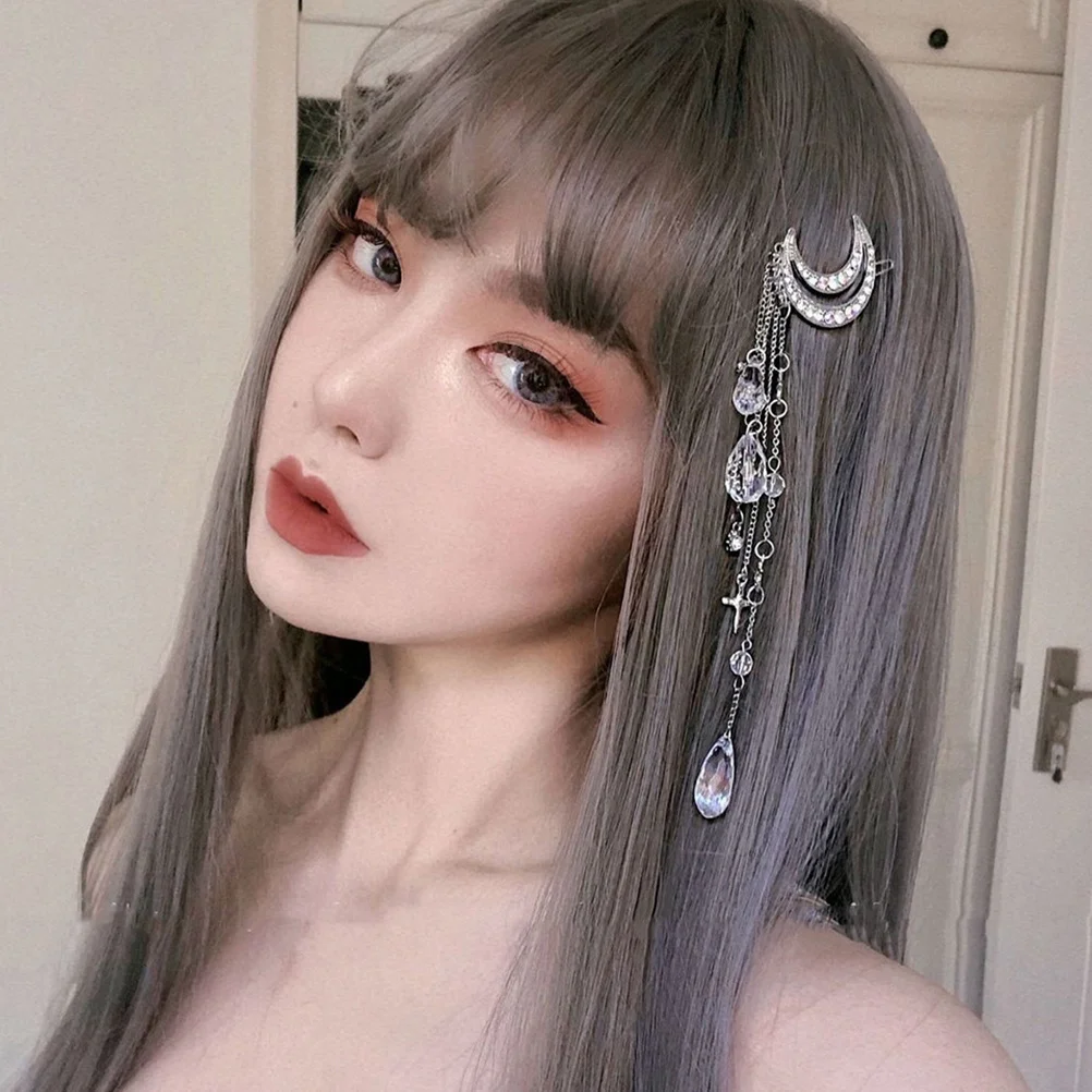 

4Pcs Moon Crystal Rhinestone Beads Vintage Moon Hairpin Drop Clips Wedding Birthday Party Accessories Hairstyling Tool