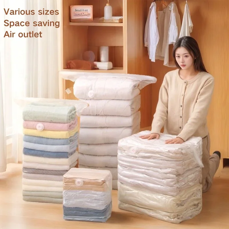 Vakuum-Kompressionsbeutel ohne Pumpe – Luft durch Druckbefreiung entlassen, für Quilts, Kleidung, Decken & Daunenjacken, wasserdicht & platzsparend