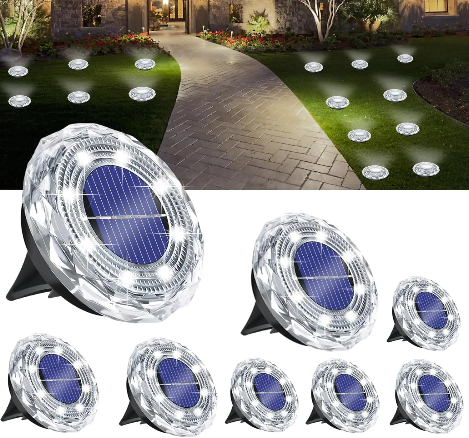 

Solar Ground Lights 1/2/4/6/8Pack Outdoor Solar Lights Waterproof Small Landscape Lighting for Outside Patio Lawn Yard Decor