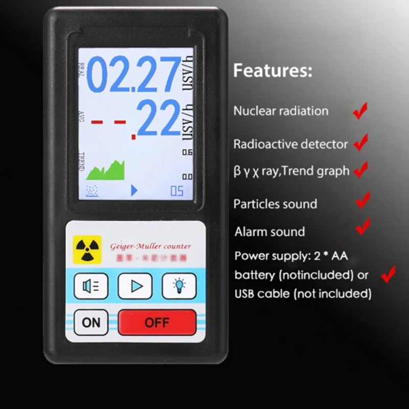 BR-6 Geiger Counter Detektor Radiasi Nuklir Dosimeter Pribadi Detektor Gamma Beta Sinar-X Alat Marmer Penguji Radioaktif LCD