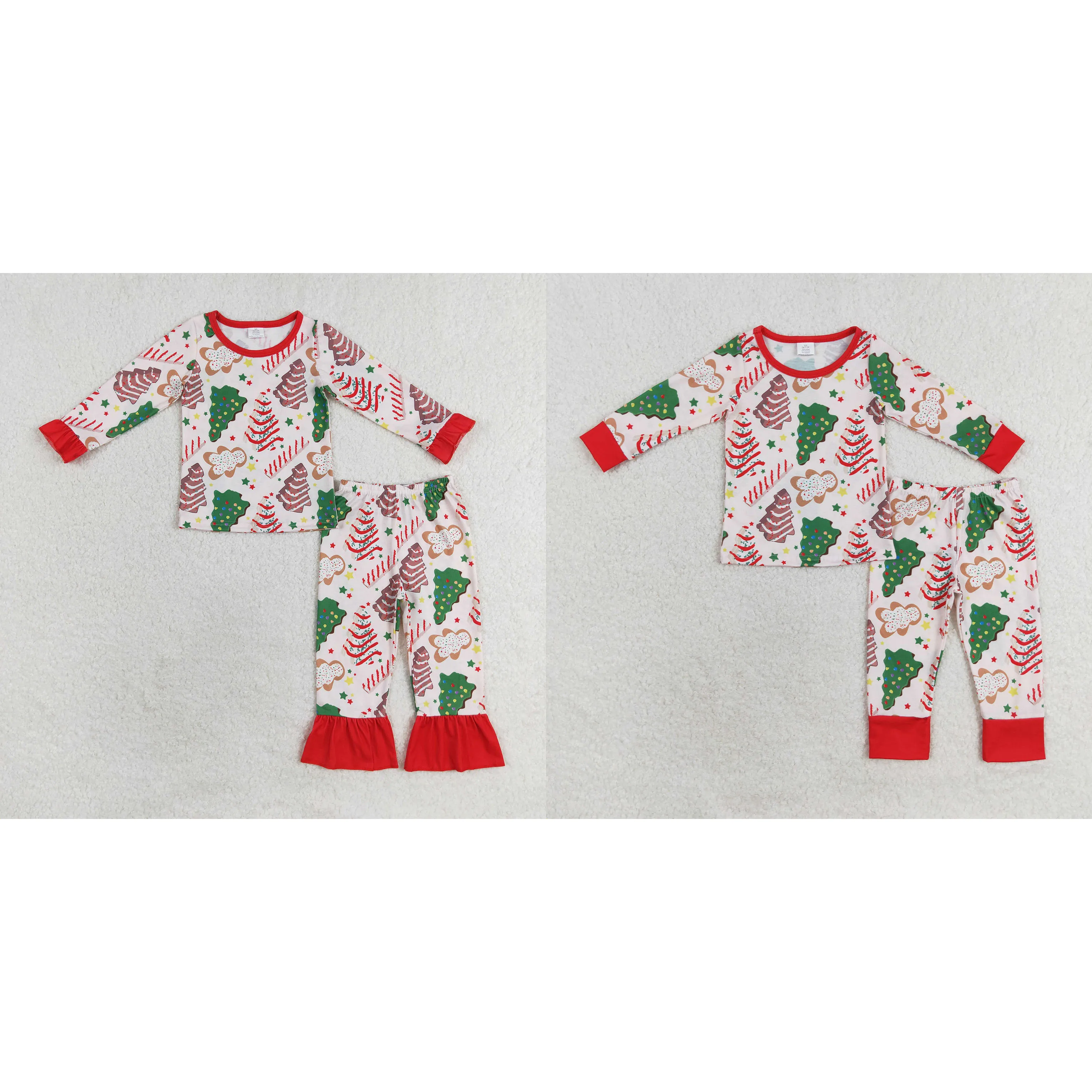 Wholesale Baby Boy Girl Christmas Tree Cotton Nightwear Children Plaid Pants Matching Sleepwear Set Kids Outfit Toddler Pajamas