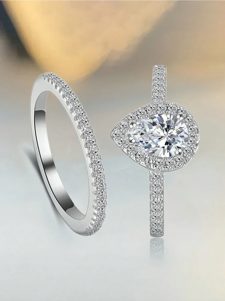 

925 Sterling Silver Simple Classic Gorgeous Water-Drop Zircon Ring For Women Engagement Wedding Luxury High Quality Fine Jewelry