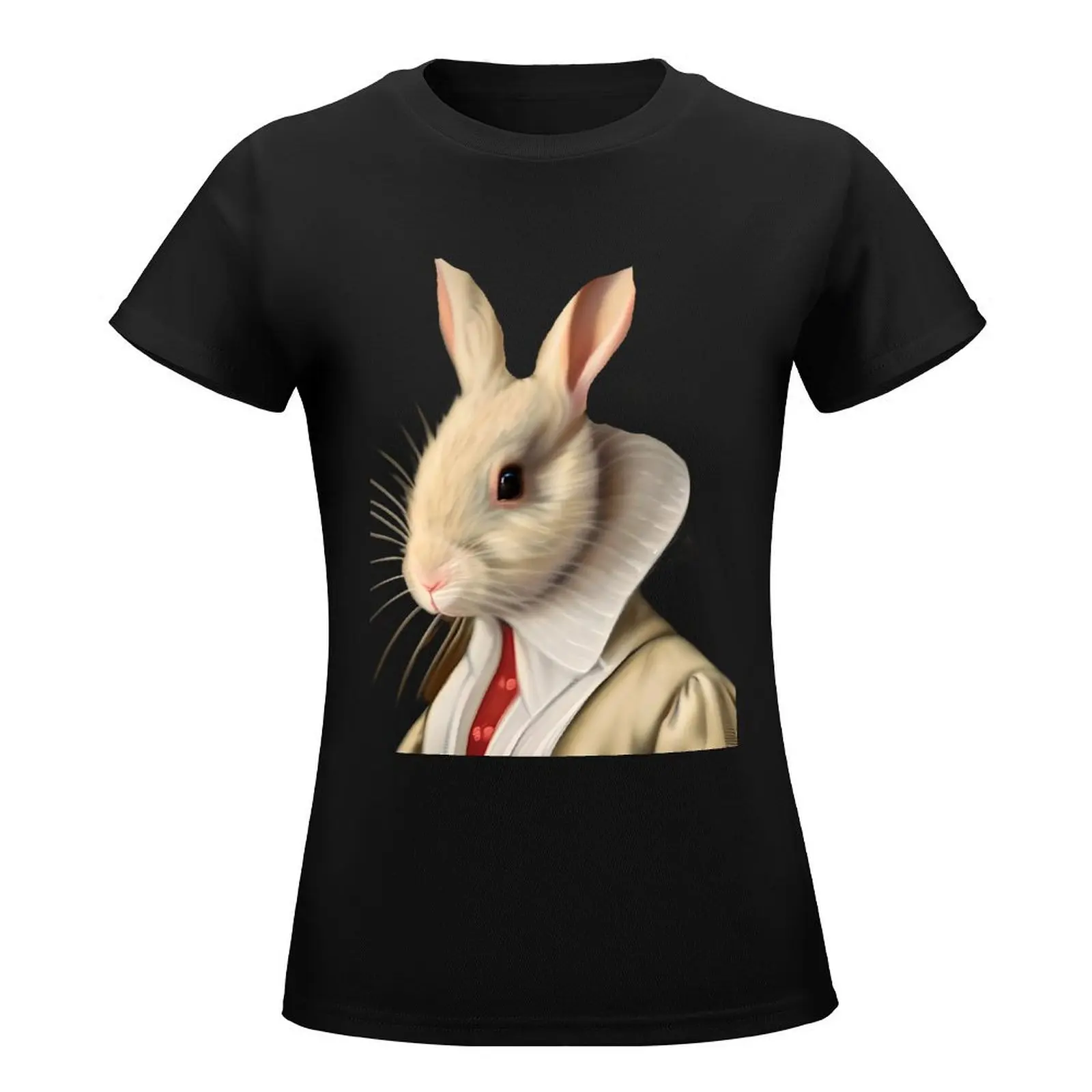 Funny bunny portrait, hare art, animal portrait, dapper hare painting, rabbit art, rabbit nursery art, cute hare gift T-Shirt