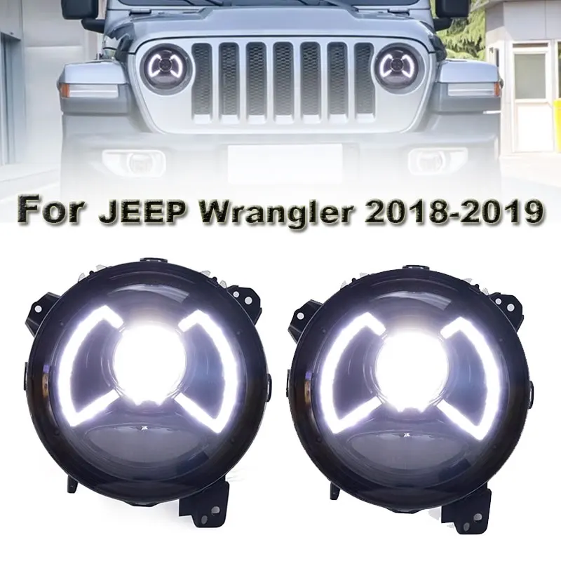 

Фонарь головного света для Jeep Wrangler, фонарь головного света 2018-2019, фары Wrangler DRL, сигнал поворота, фара дальнего света, объектив проектора Angel Eye