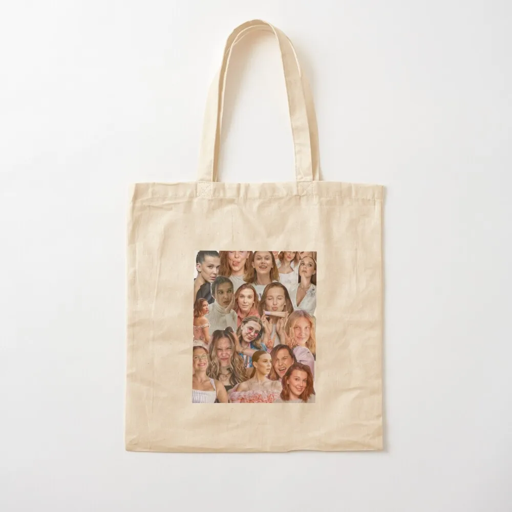 

Millie Bobby Brown Edit Collage by Stasia Graphic Tote Bag сумки-тоут тканевые сумки роскошные женские сумки Candy Canvas Tote Bag