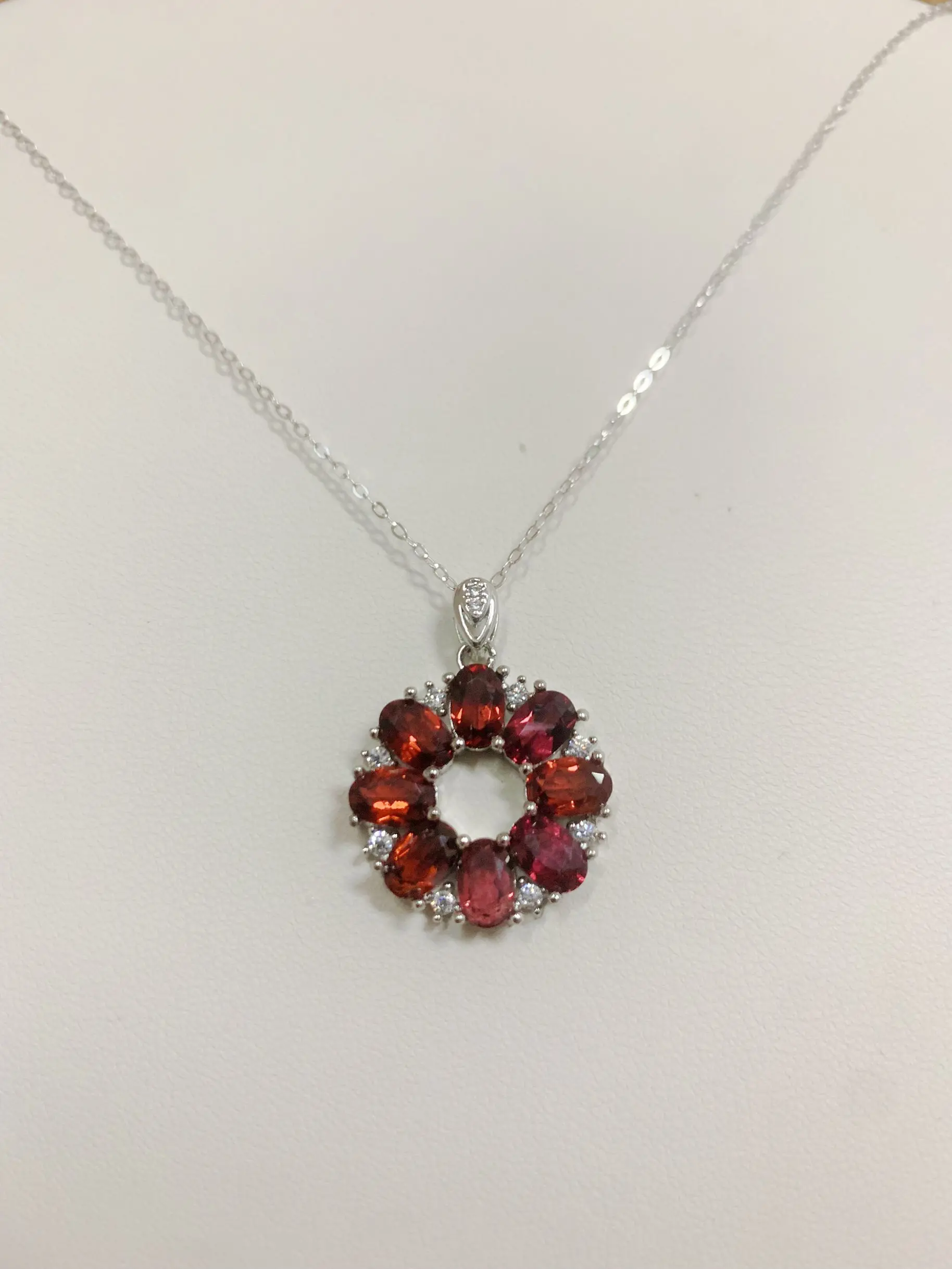 ZECAA grenat rouge bijoux fins femme pendentif grenat rouge avec pierre précieuse grenat rouge naturel 4*6mm pour femme pendentif grenat rouge