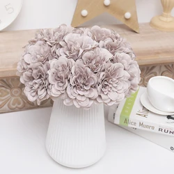 5 Heads Peony Artificial Silk Flower For Home Christmas Decoration Bride Bouquet Wedding High Quality Fake Floral DIY Hydrangea