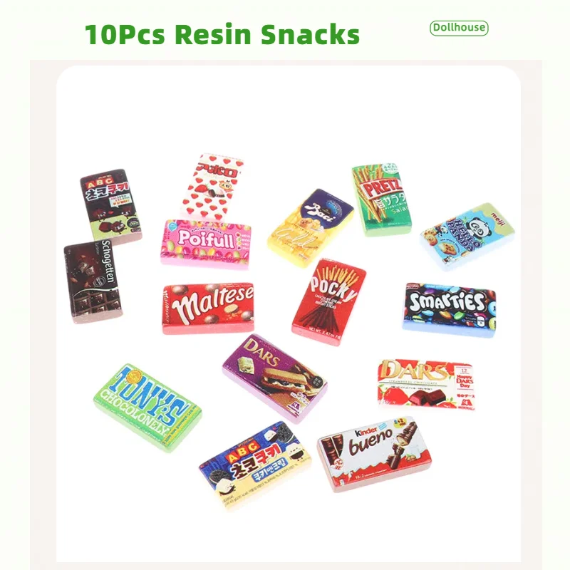 10Pcs Random Resin Snacks Supermarket Food Miniature Dollhouse Kitchen Decor Toys