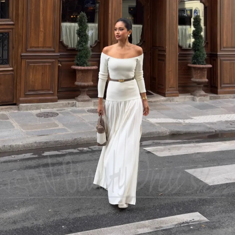 

Chic Strapless Women Dresses Elegant Off The Shoulder A-Line Prom Gowns Gorgeous Formal Daily Floor Length Party Dresses