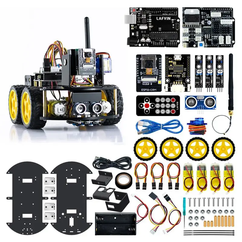 New! Robot Starter Kit for Arduino Project with ESP32 Camera WIFI Intelligent and Educational Robotic Car Kit for UNO R3