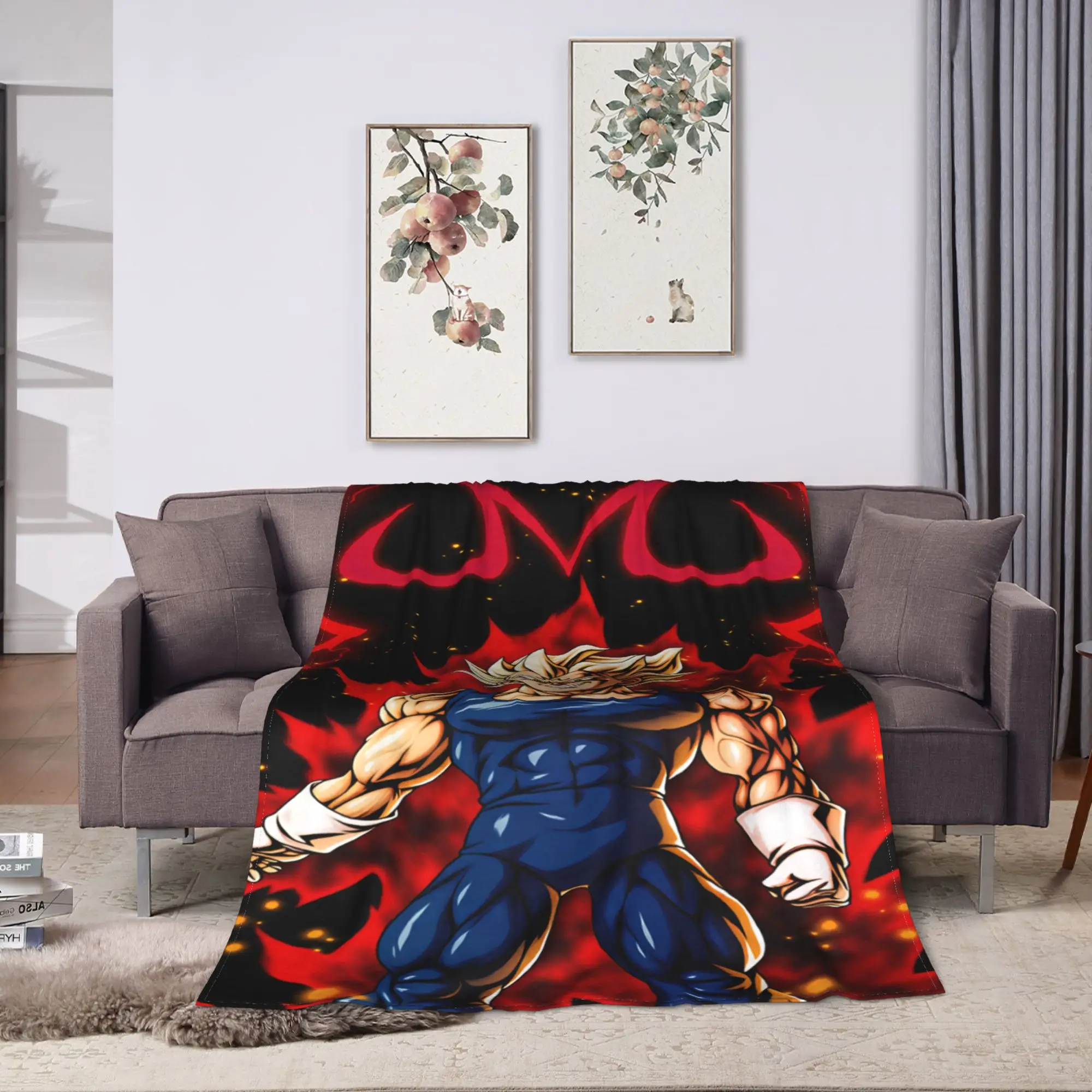 D-gragon Majin Veget B-ball Flannel Blankets  Soft Throw Blanket for Couch Chair Travel Office Graphic Bedspread Sofa Bed Cover
