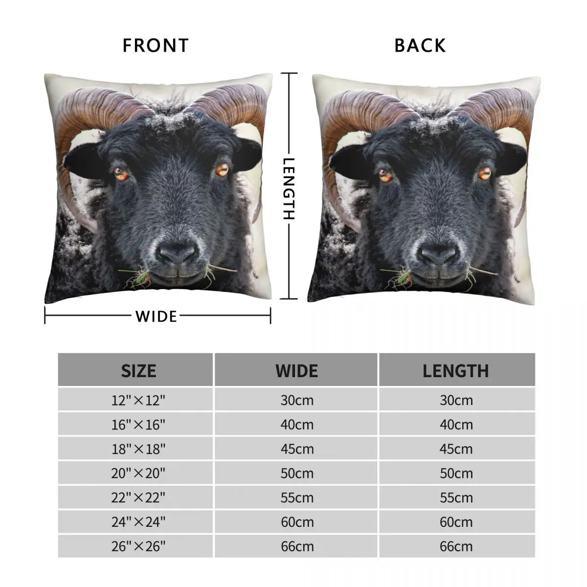 Black Sheep Square Pillowcase Polyester Linen Velvet Creative Zip Decor Bed Cushion Cover