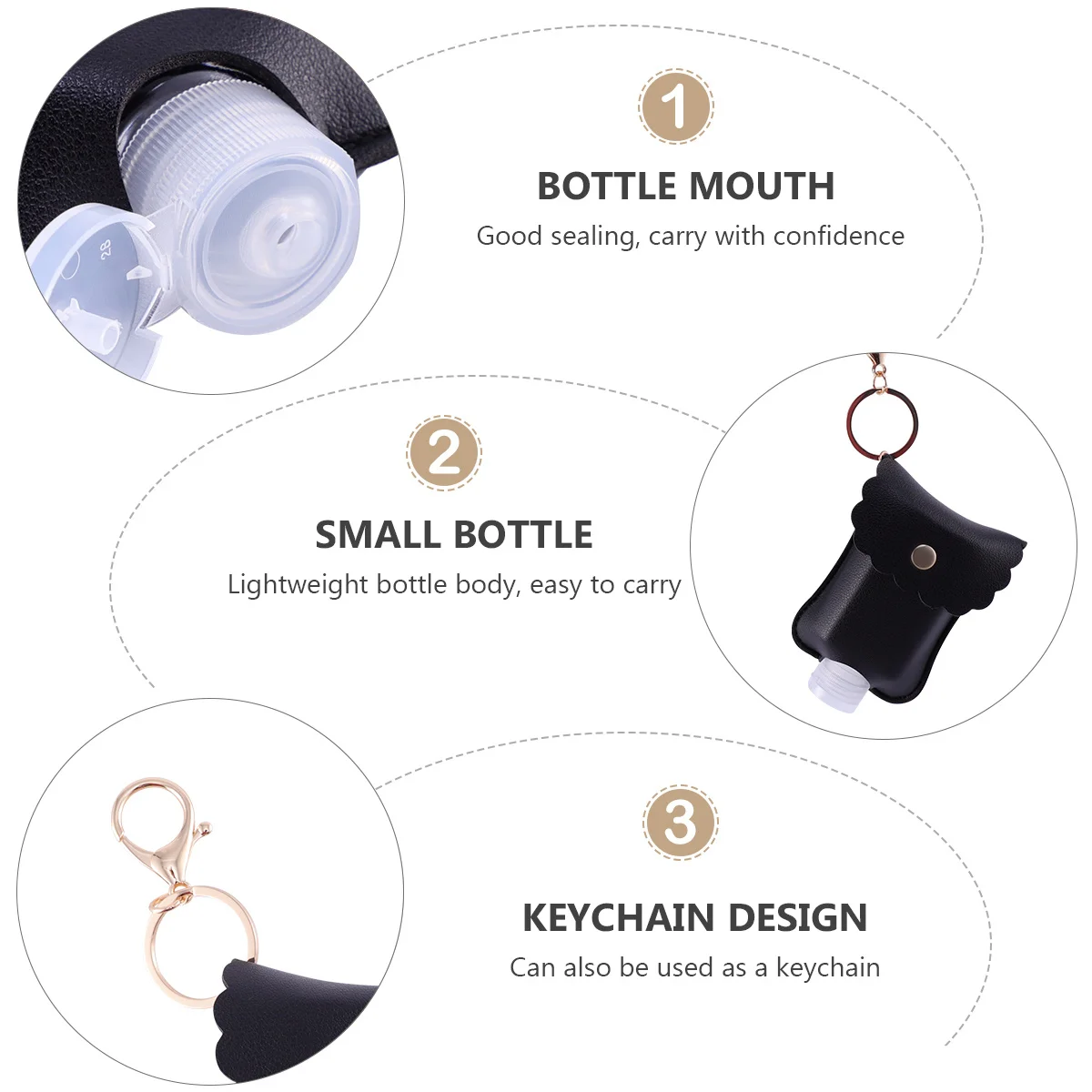 

3pcs Empty Bottle Keychain Holder Portable Refillable Travel Bottles For Disinfectant Water Outdoor Office Home Use Bottle Key