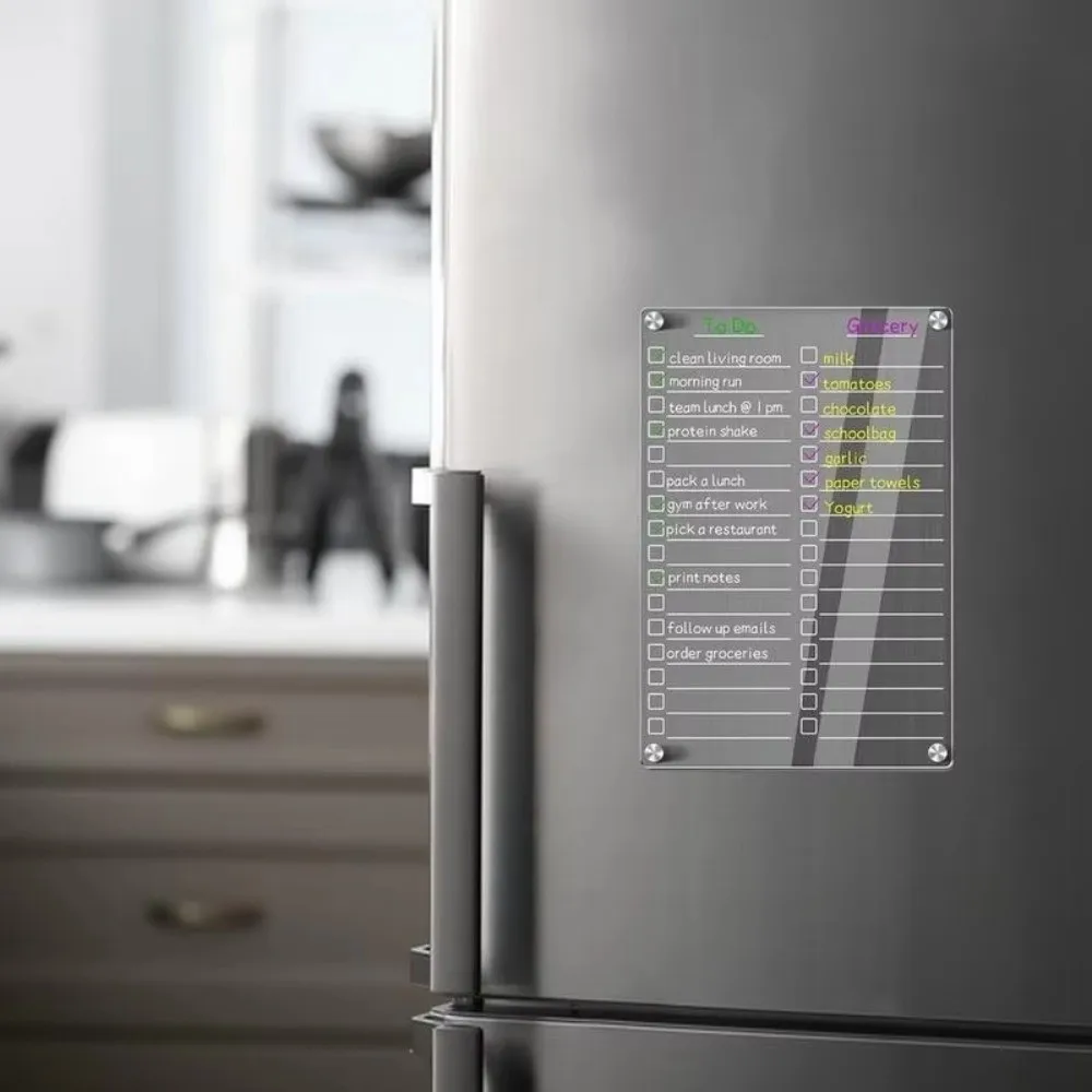 Reusable Fridge Weekly Calendar Transparent Multifunctional Erasable Memo Board Removable with 3/8