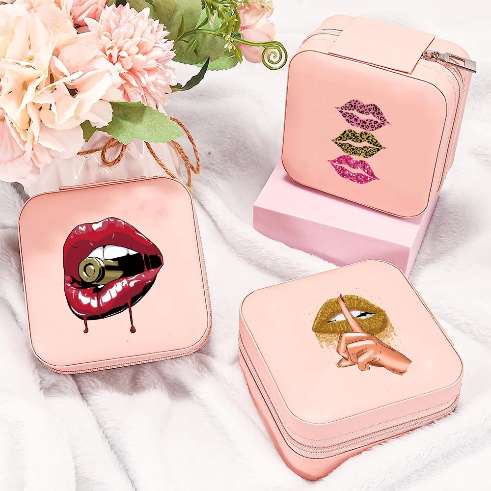 

Storage Device Portable Mouth Series Packing Storage Box Multi Grid Jewelry for Women's Accessories PU Leather Jewel Boxes