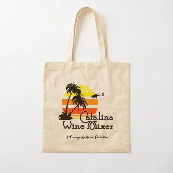 Sunset In Catalina Island Wine Mixer Cot  Canvas Bag Handbag Fashion Ladies Reusable Fabric Travel Printed Shopper Women