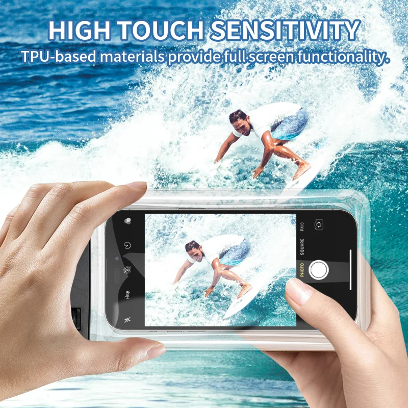 EGGORY-Bolsa impermeable universal para teléfono móvil, transparente, de tres capas, sellada, para surf, natación, pesca