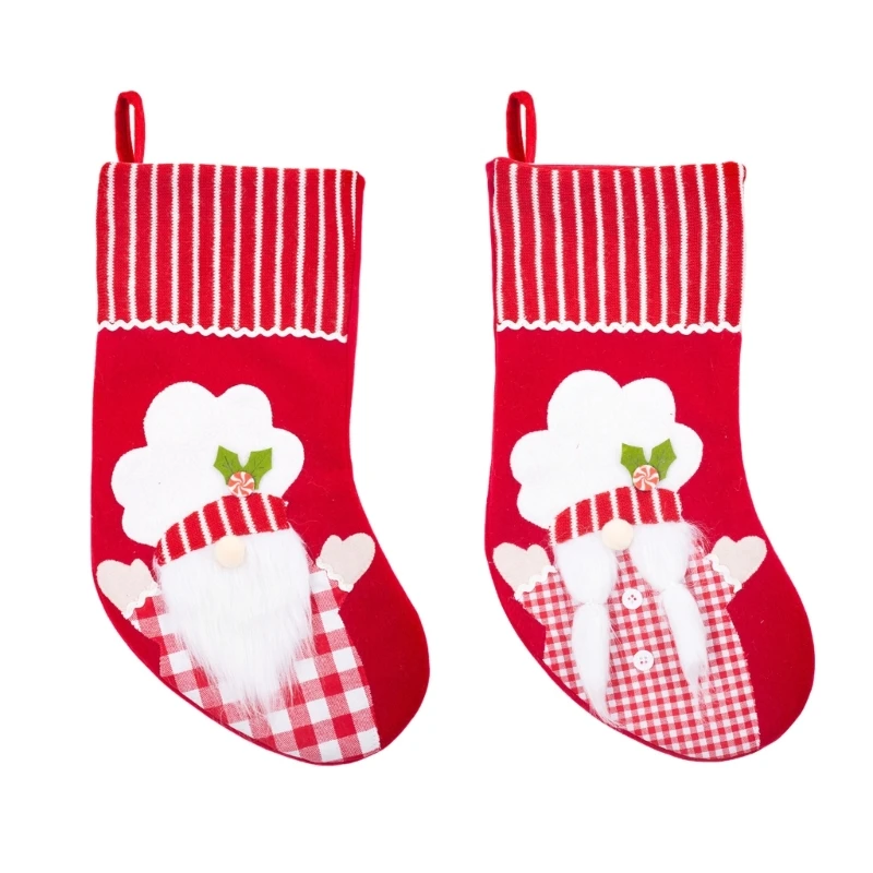 

Christmas Santa Embellished Sock Beautiful Christmas Celebration Candy Treats Bags Table Decoration Stockings DXAF