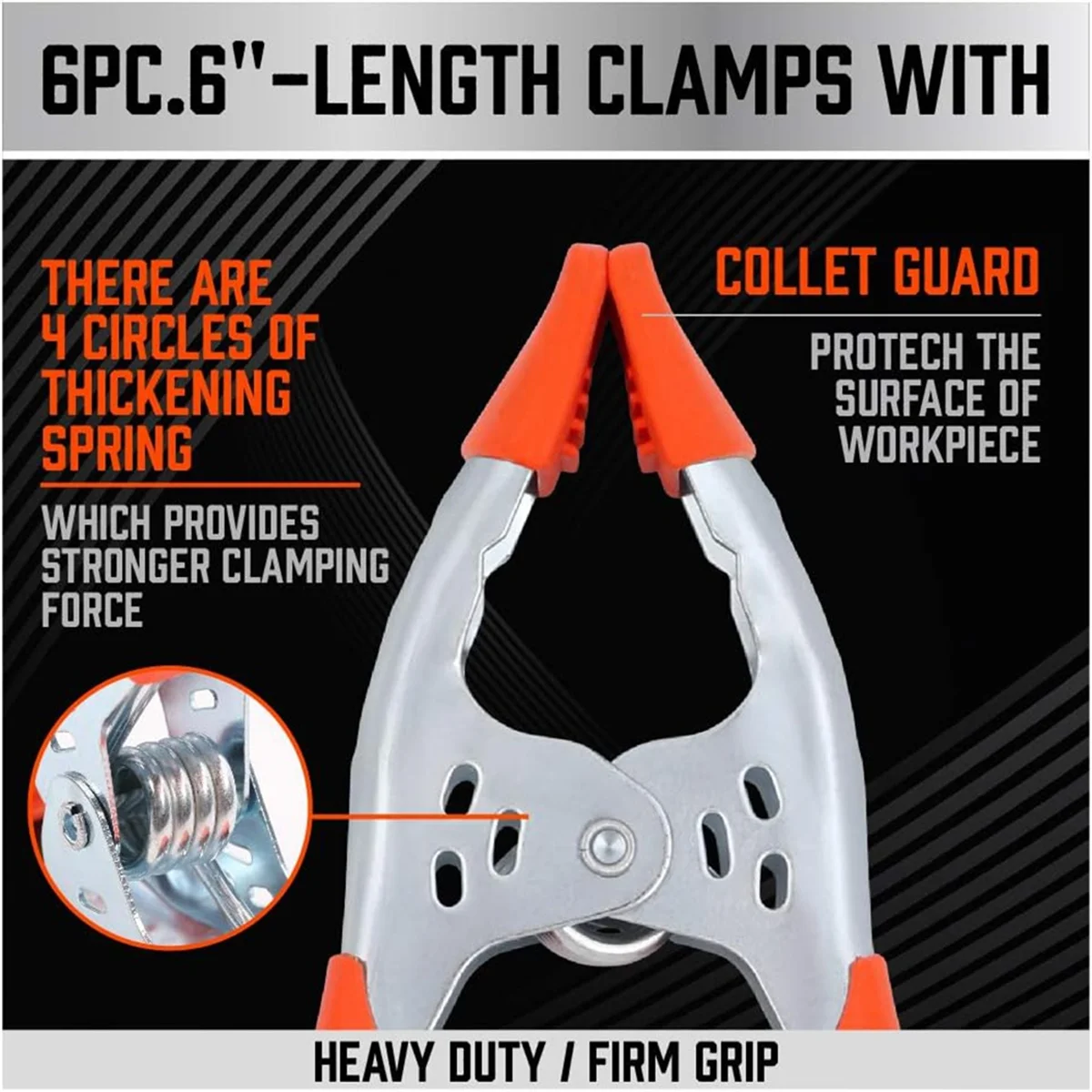 

New 6pcs 6Inch Spring Clamp, Heavy Duty Spring Metal Spring Clamps, 2.5-Inch Jaw Opening