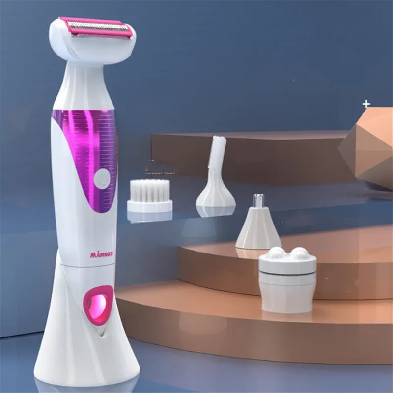 Washable Electric Lady Pubic Shaver Bikini Line Trimmer Underarm Hair Clipper Eyebrow Razor Body Haircut Removal Epilator 5 in 1