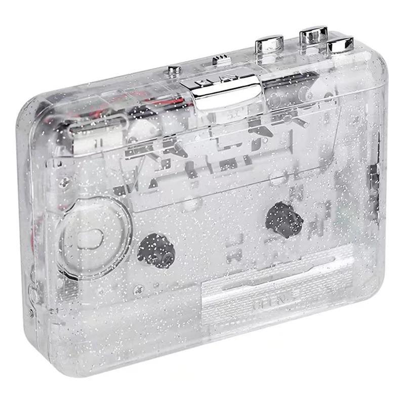 AD41-Cassette Player Full Transparent Shell Cassette to MP3 Format Tape Player Plug and Play Audio Digital Player for