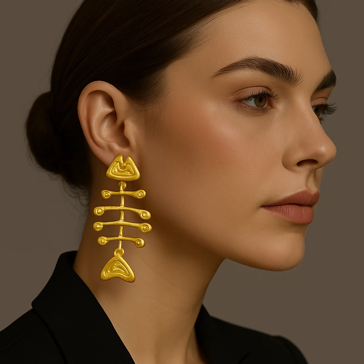 

New Seaside Vintage Metal Fashion Design Fishbone Earrings Exquisite High-end Texture Women's Party Jewelry Gifts