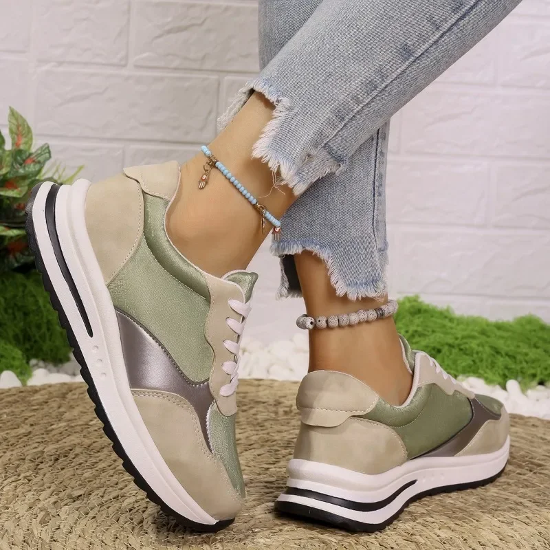 2024 Hot Sale Women's Shoes Cross Lacing Women's Vulcanize Shoes Fashion Color Matching New Round Head Outdoor Casual Shoes