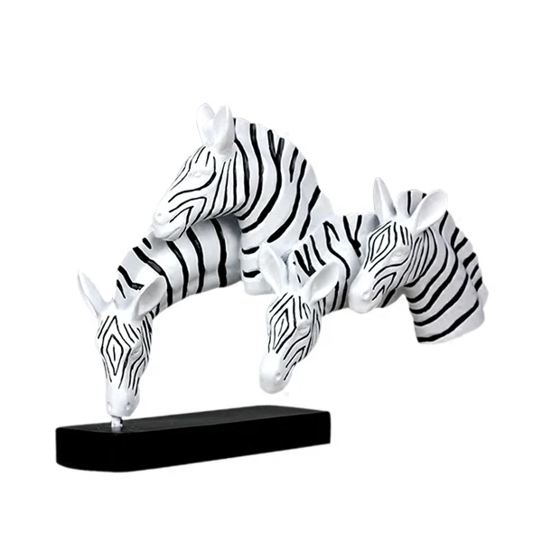 Abstract Zebra Statue Handmade Resin Wild Animal Bust Sculpture Savanna Art and Craft Ornament for Home Decor Office