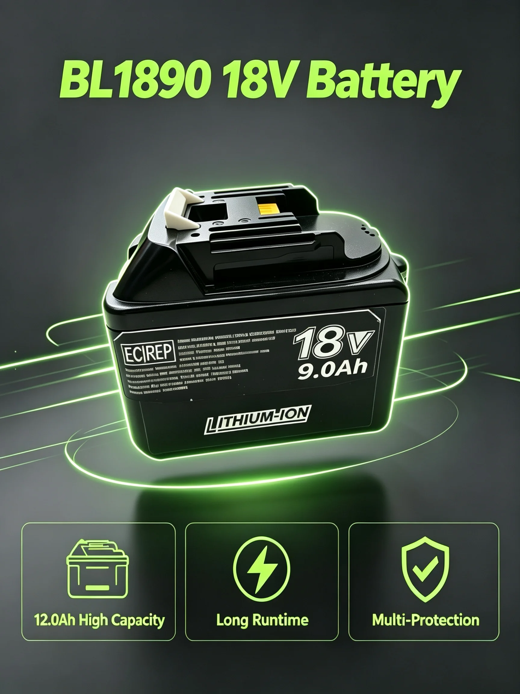 Für Makita Elektrowerkzeug BL1890B BL1890 18V 12,0Ah Akku BL1860B BL1860 BL1850 BL1840 BL1830 12000mAh Lithium-Ionen Neue Version Ersatzakku Zubehör 1/2/4PACK