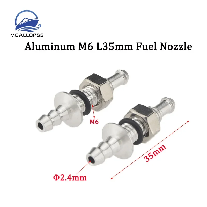 1pc RC Boat Aluminum M6 L35mm Fuel Nozzle Suitable for ID 3/4mm Water Cooling Tube to Extend