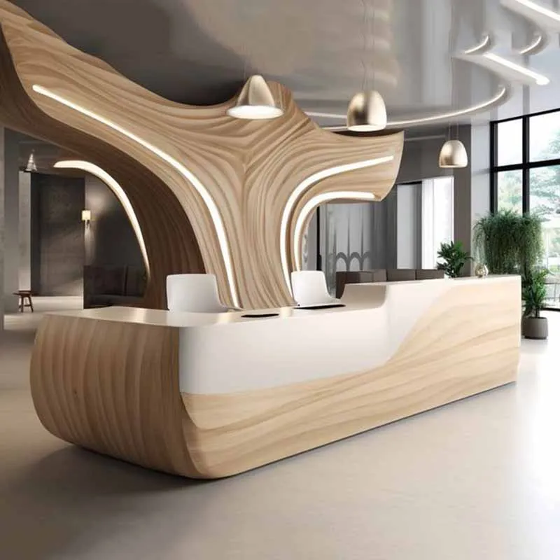 Long Large Reception Counters Display Storage Commercial Curved Reception Counter Clinic Luxury Empfang Theke Office Furniture