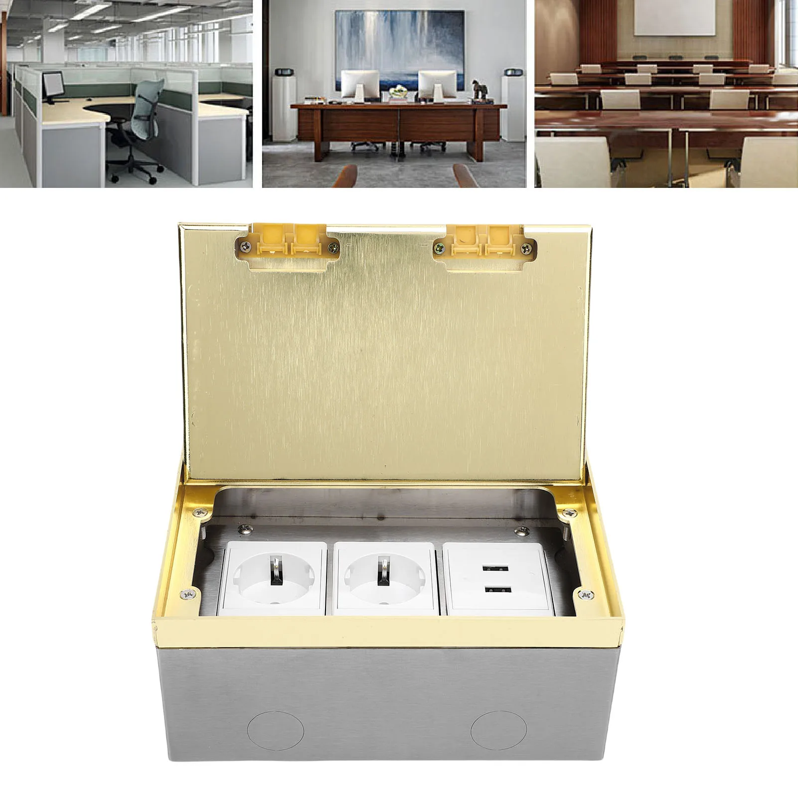 

Recessed Floor Outlet Recessed Floor Socket Box Kit 2 Receptacles 16A 4000W and 2 USB Ports Recessed Floor Electrical Outlet Kit