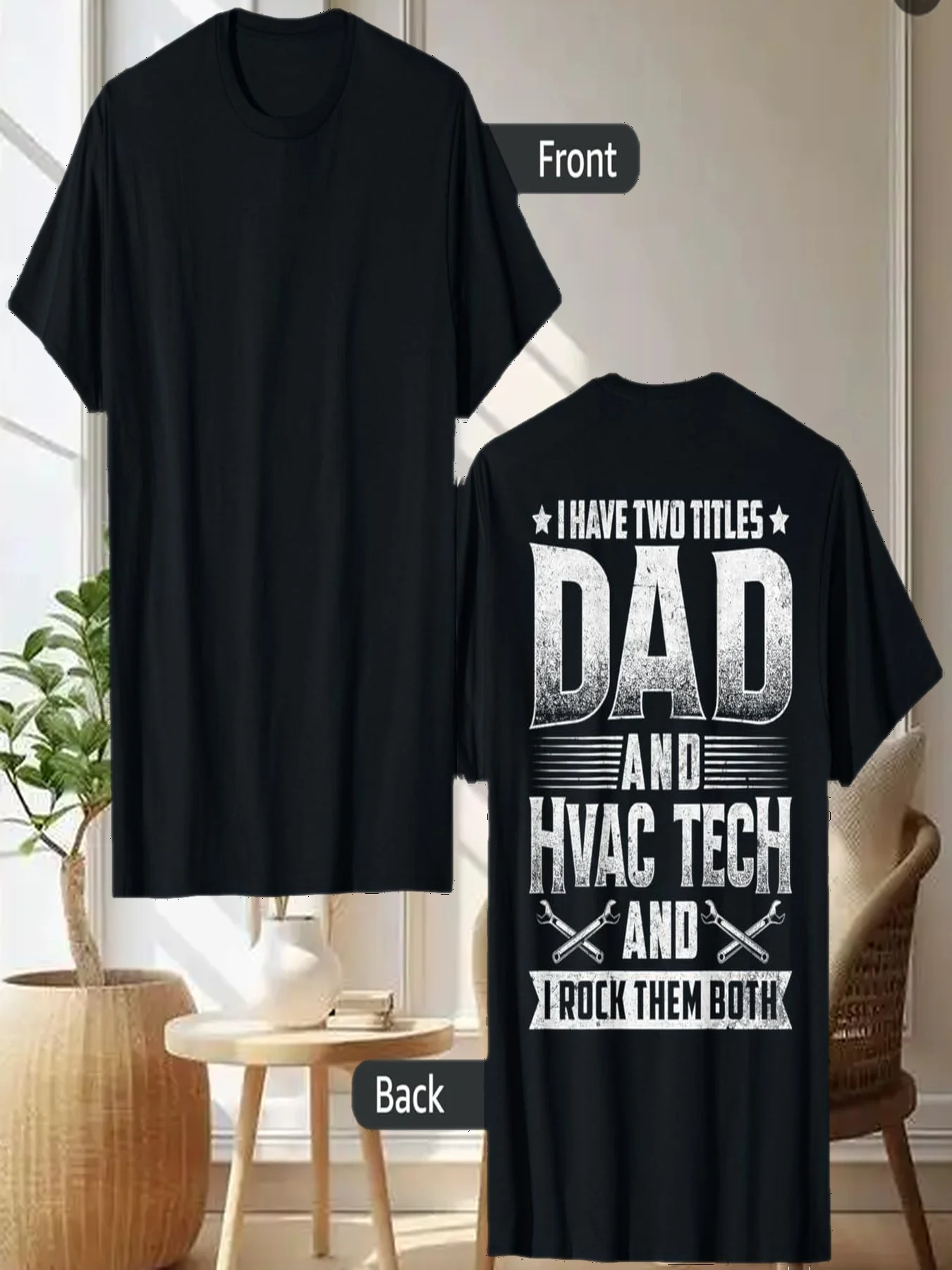 I Have Two Titles Dad Hvac Tech Technician Design On Back T-Shirt