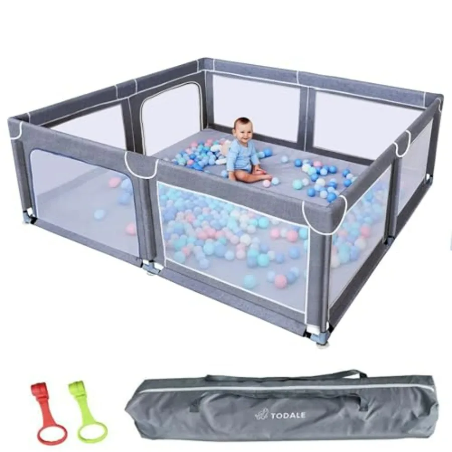 Box in rete extra large per neonati e bambini piccoli 70 x 59 pollici grigio Ideale per sale giochi da interno e da viaggio Tessuto bue resistente agli strappi con