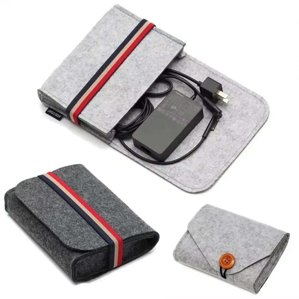 Чехол для адаптера питания, сумка для хранения, фетровая портативная сумка для хранения электронных аксессуаров, портативный USB-органайзер для дорожного кабеля, электронный