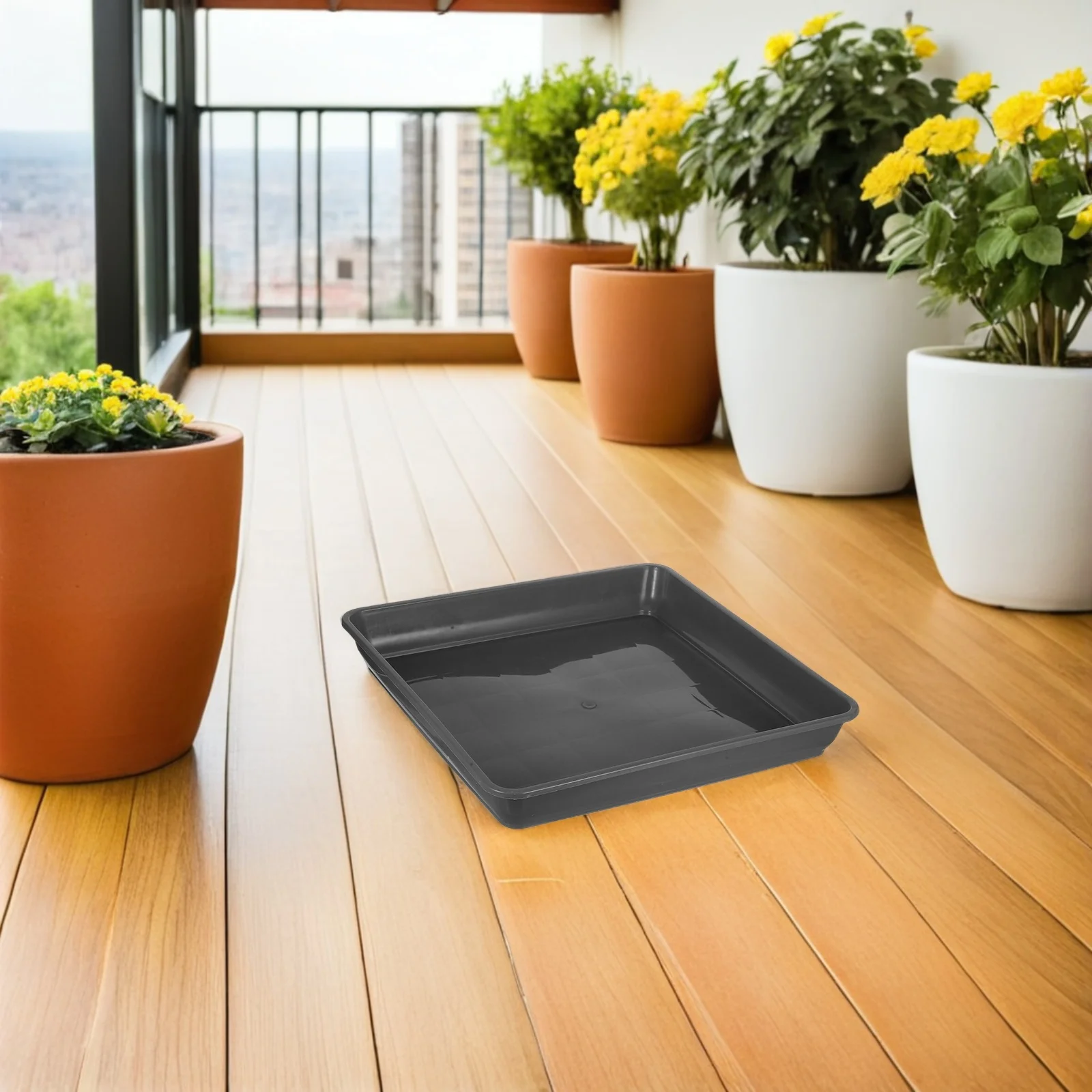 

3pcs Square Plastic Plant Saucer Tray Thickened Water Collection Base For Succulents Bonsai Indoor Outdoor Drainage