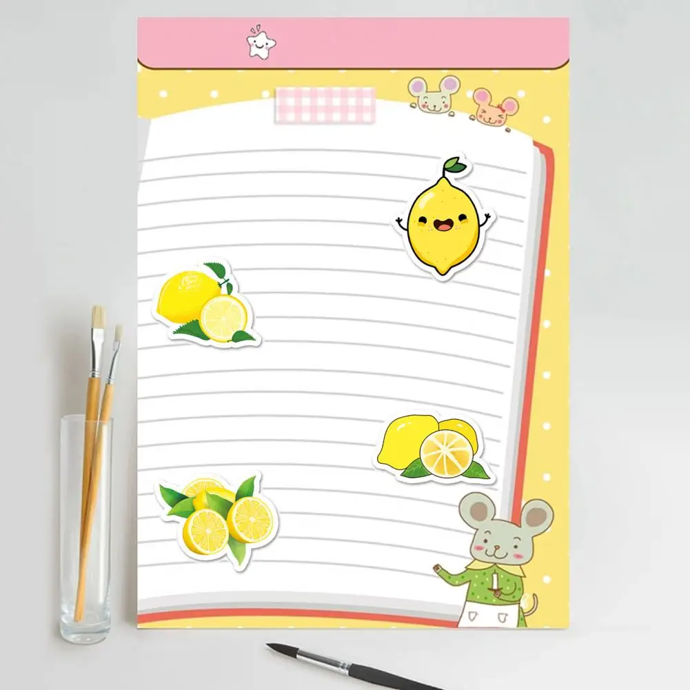 Tidak pudar 50 buah casing ponsel DIY yang sangat baik stiker Lemon stiker alat tulis perekat diri dapat digunakan kembali kehidupan sehari-hari