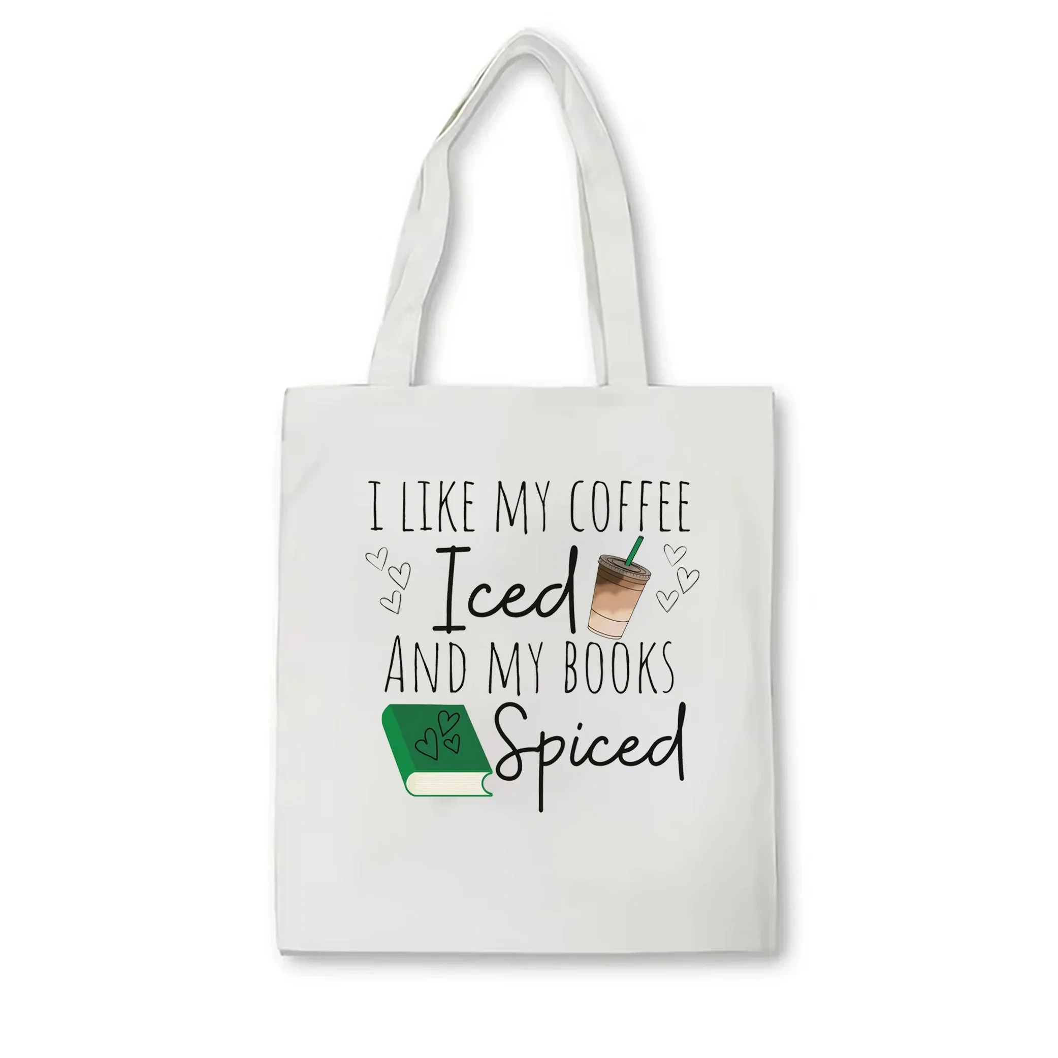 Iced Coffee and Spicy Books Shoulder Bag Book lover tote bag Bookworm Gift Book Girl Coffee and Books tote bag bookish tote bag