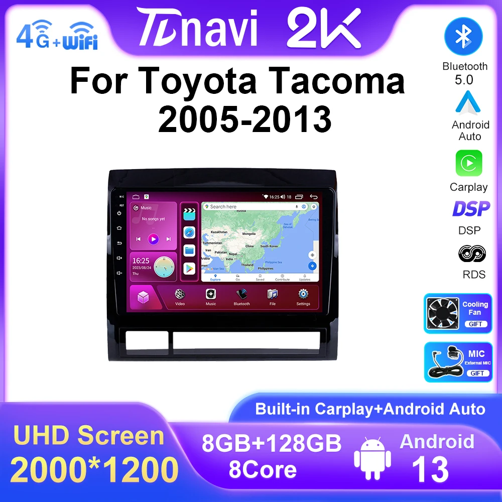 

Auto Bluetooth Radio Carplay 4G LET Android GPS Head Unit Car Multimedia Player For Toyota Tacoma 2 N200 Hilux 2005 - 2013