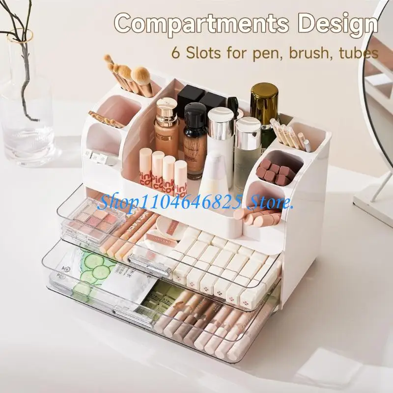 

Plastic Cosmetic Organizers with Double Large Drawer High Capacity Storage for Makeup Jewelry Waterproof Designs