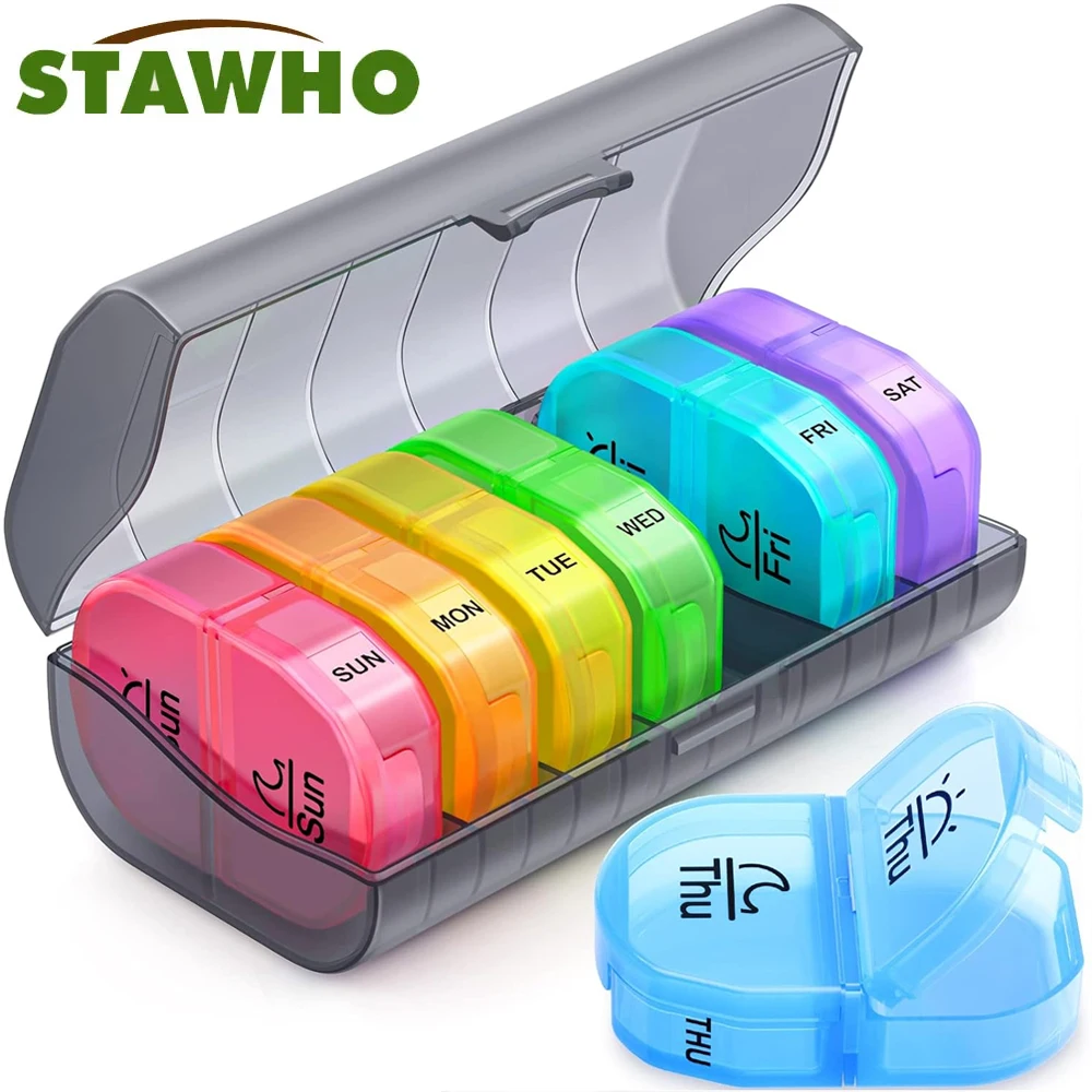 

Weekly Pill Organizer 2 Times a Day, AM PM Pill Box with 7 Detachable Pill Case to Hold Medicine,Medication,Vitamins,Fish Oils