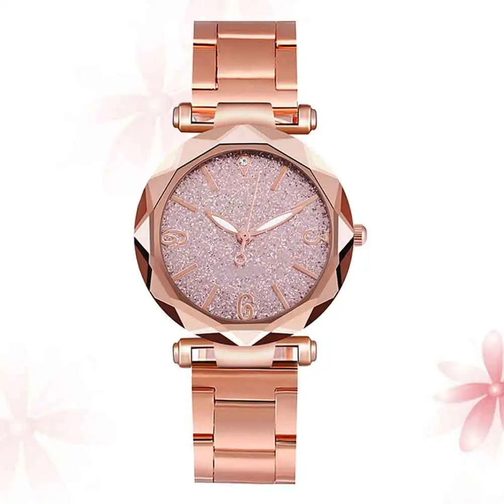 Quartz Watch Stainless Steel Pink Elegant Fashion Wrist Watch Silent Precise Moving Suitable for Any Occasion Wrist Decoration