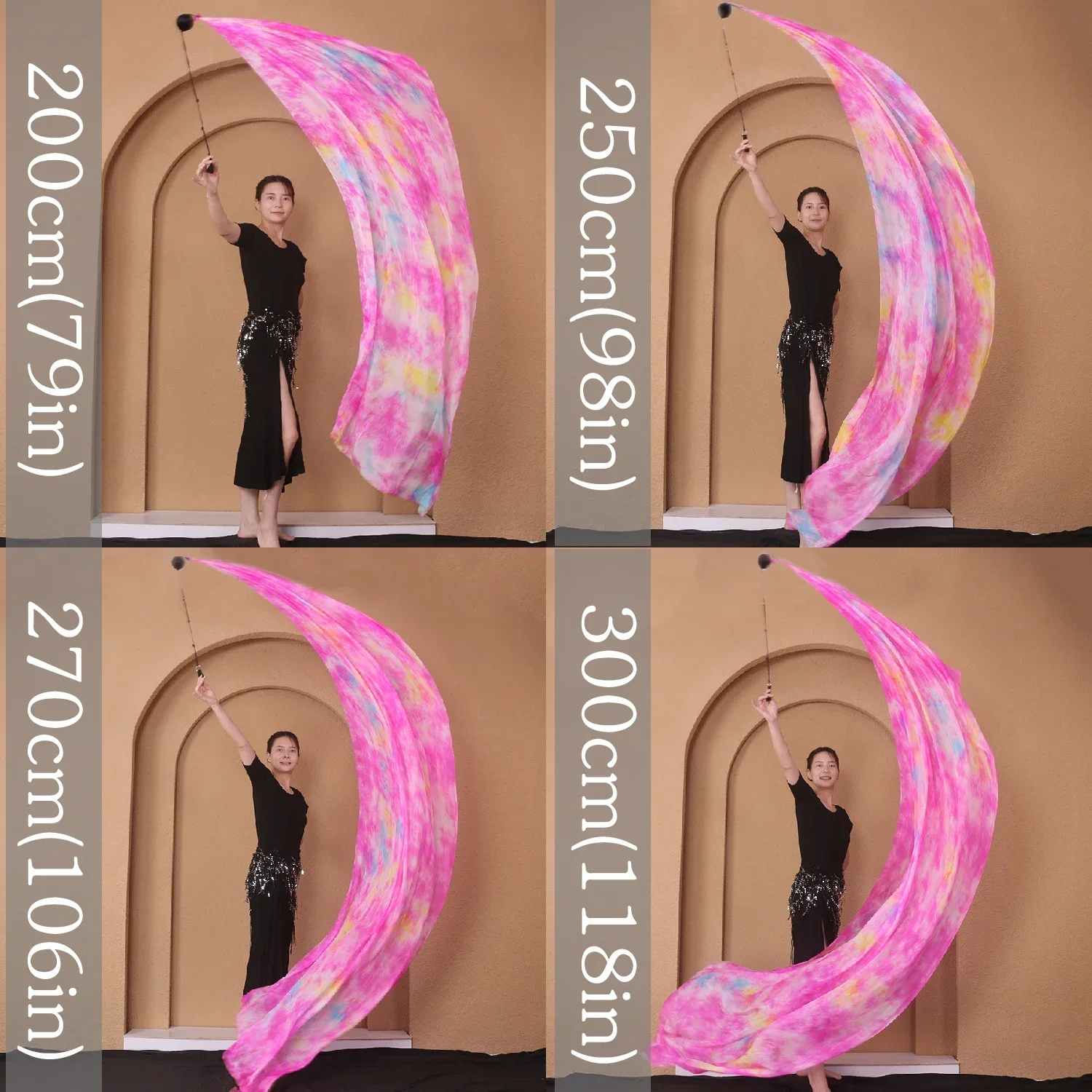 100% Real Silk Veil POI Streamer Thrown Balls Belly Dancer Stage Performance Props Bellydance Accessory Customizable Costume