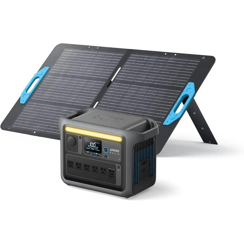 Anker SOLIX C1000 Portable Power Station with 100W Solar Panel, 1800W Solar Generator, 1056wh LFP (LiFePO4) Battery